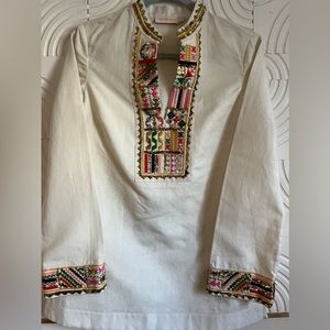 TORY BURCH Embroidered Linen Tunic | Size 4